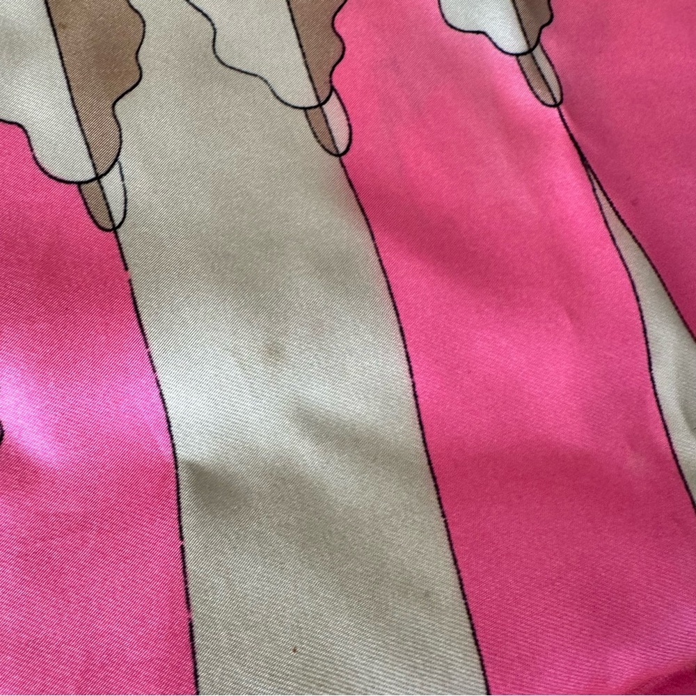 Averardo Bessi Silk Scarf 34x34 Pink Tan Hand Rolled Edges Flaws - Picture 8 of 10